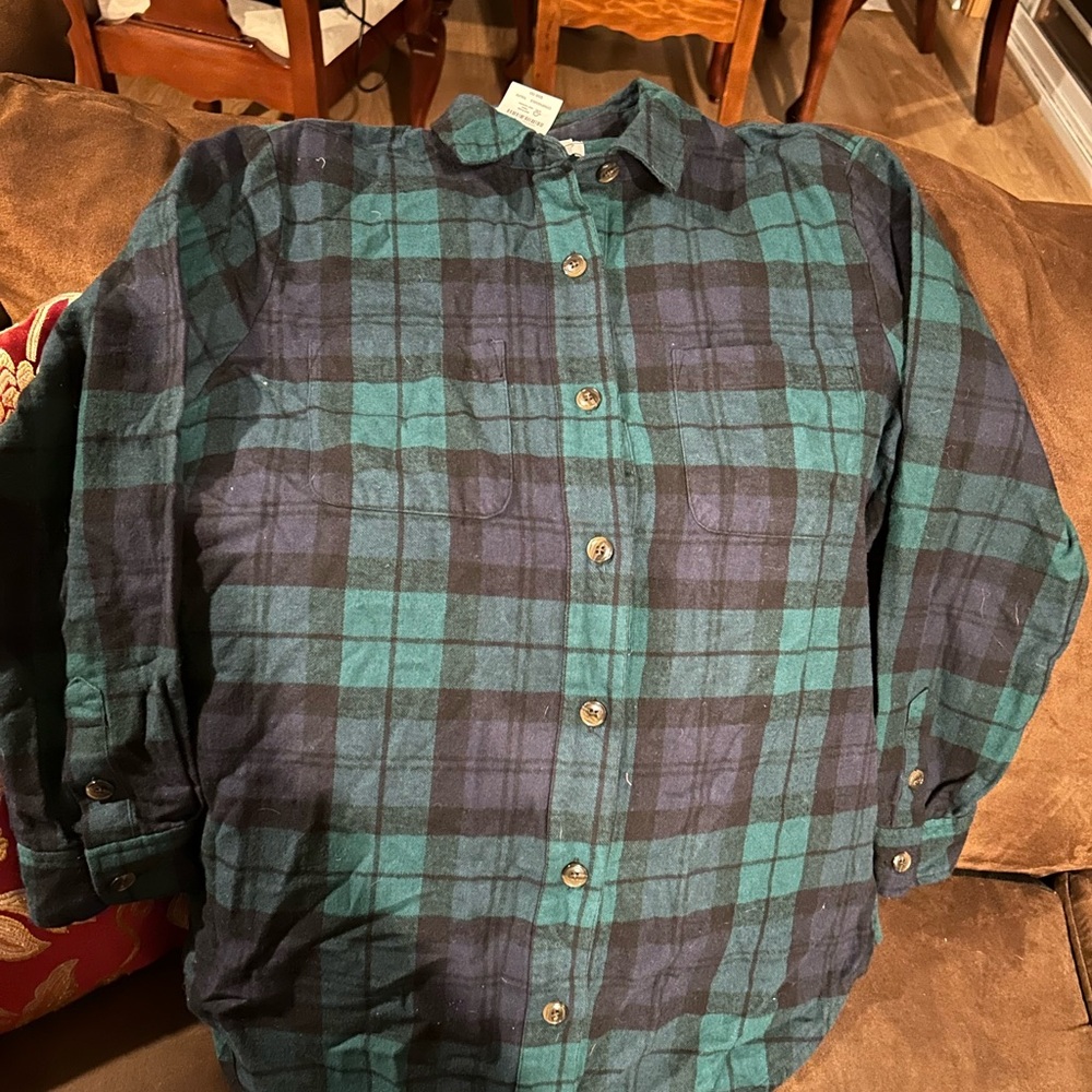J. Crew Teal and Black Plaid Shirt